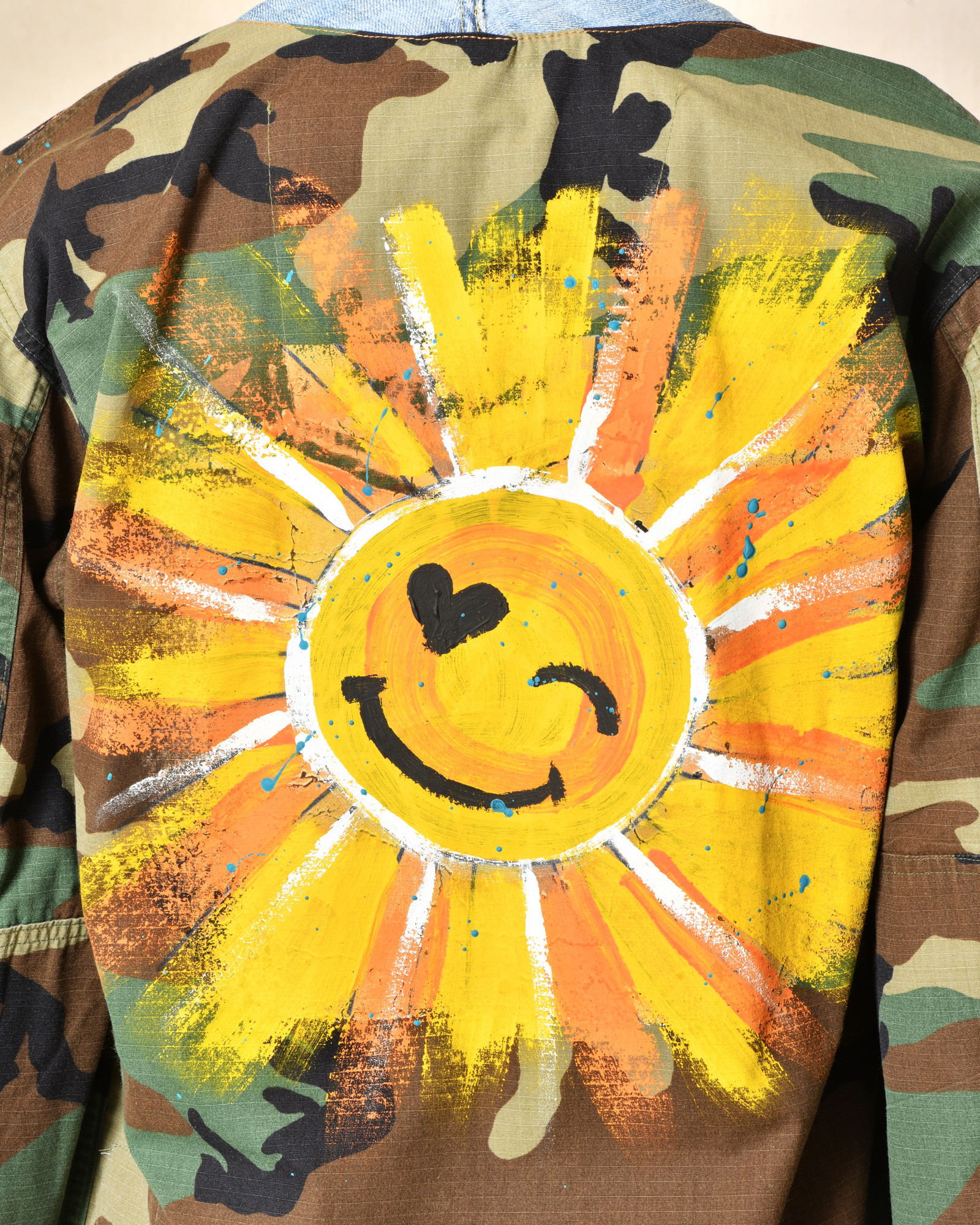 Veste camouflage à empiècement denim Front Street