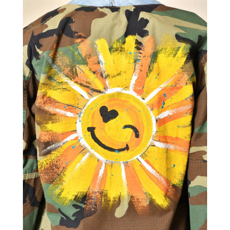 Veste camouflage à empiècement denim Front Street