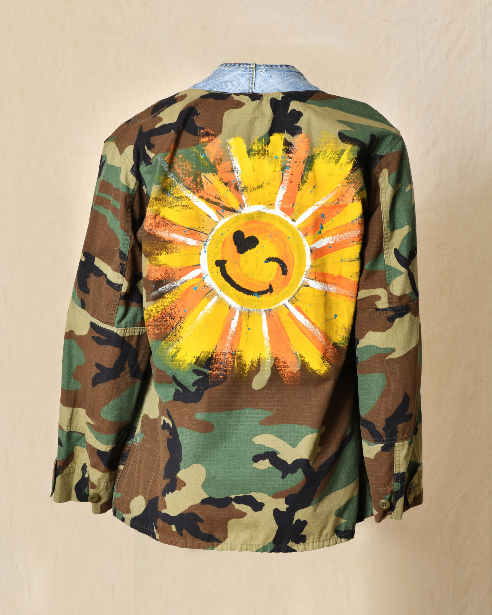 Veste camouflage à empiècement denim Front Street