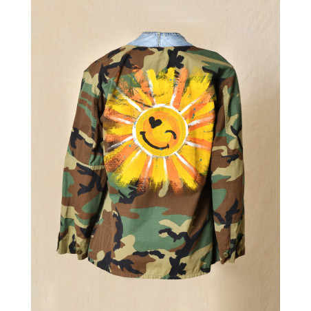 Veste camouflage à empiècement denim Front Street