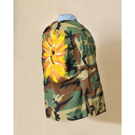 Veste camouflage à empiècement denim Front Street