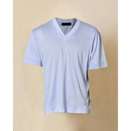 T-shirt col V bleu Outfit
