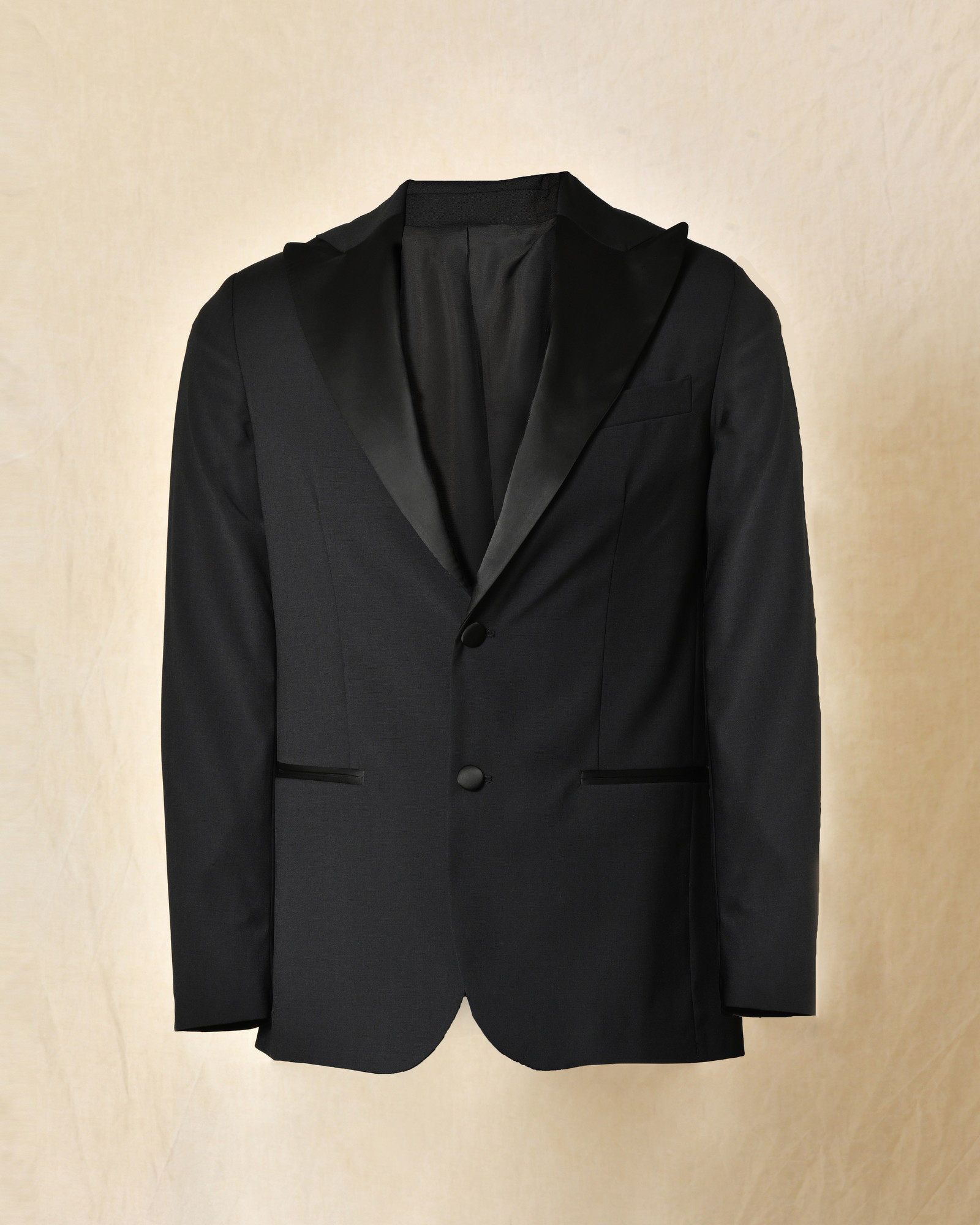 Costume bi-matière en laine noir RPL