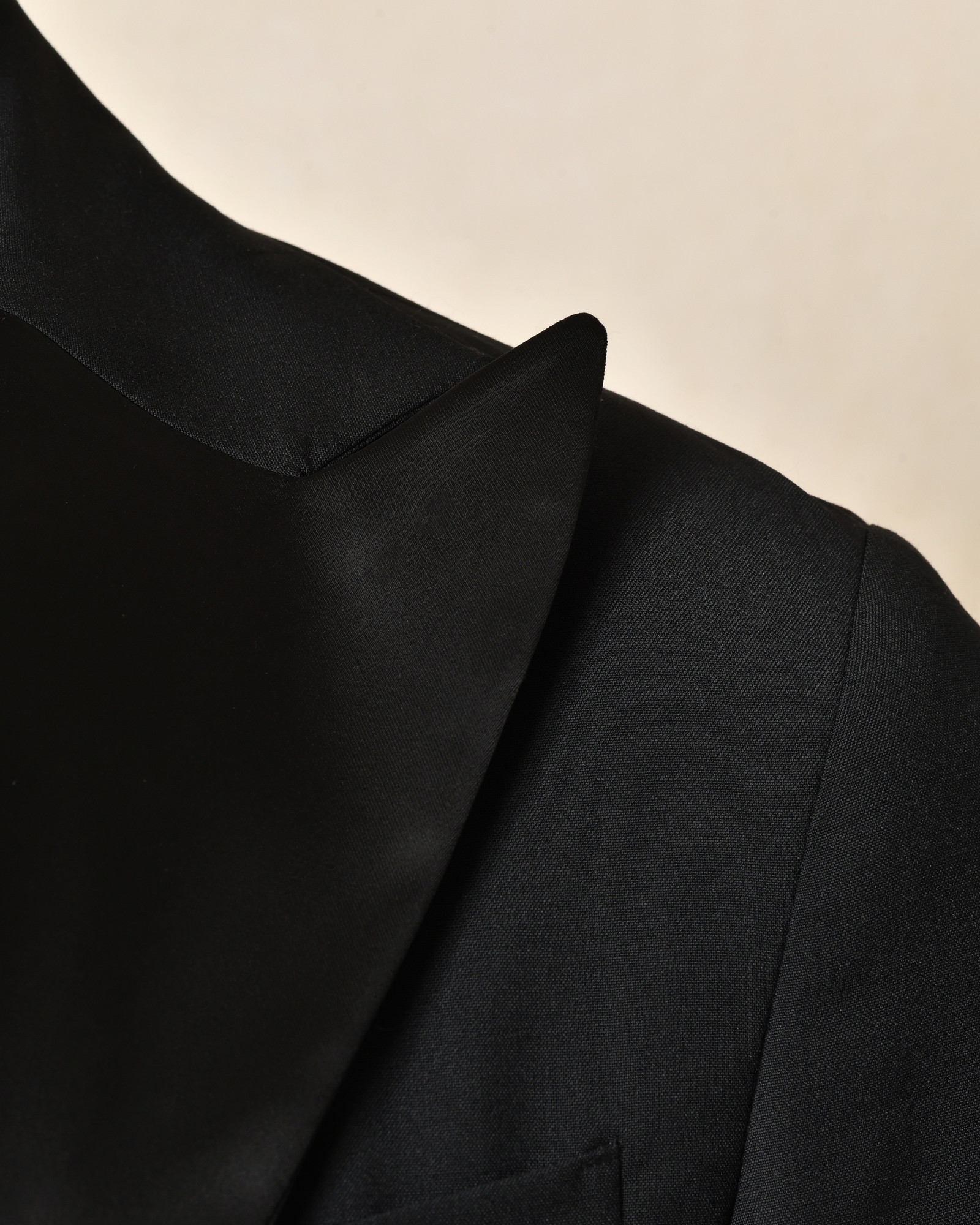 Costume bi-matière en laine noir RPL