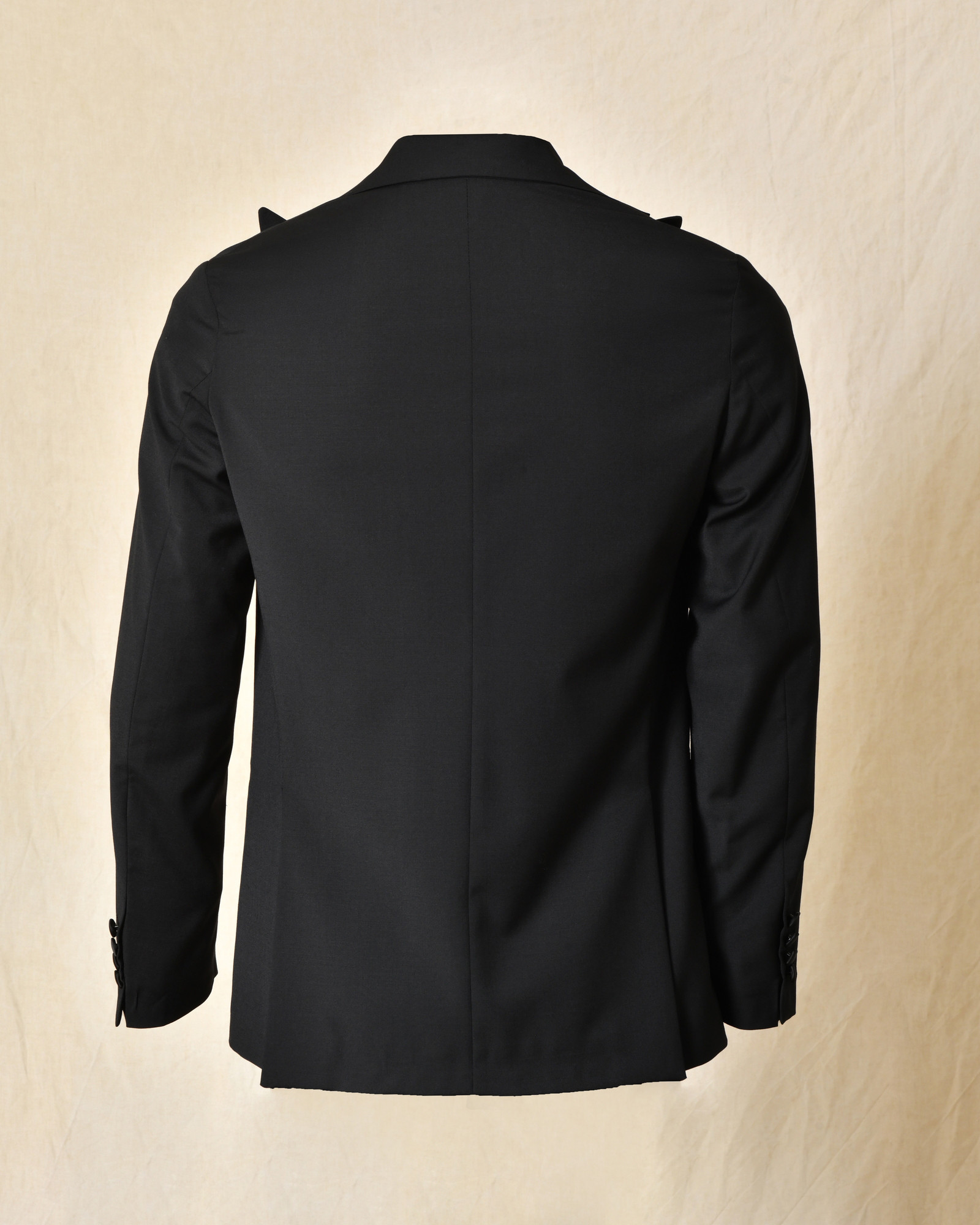 Costume bi-matière en laine noir RPL