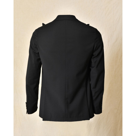 Costume bi-matière en laine noir RPL