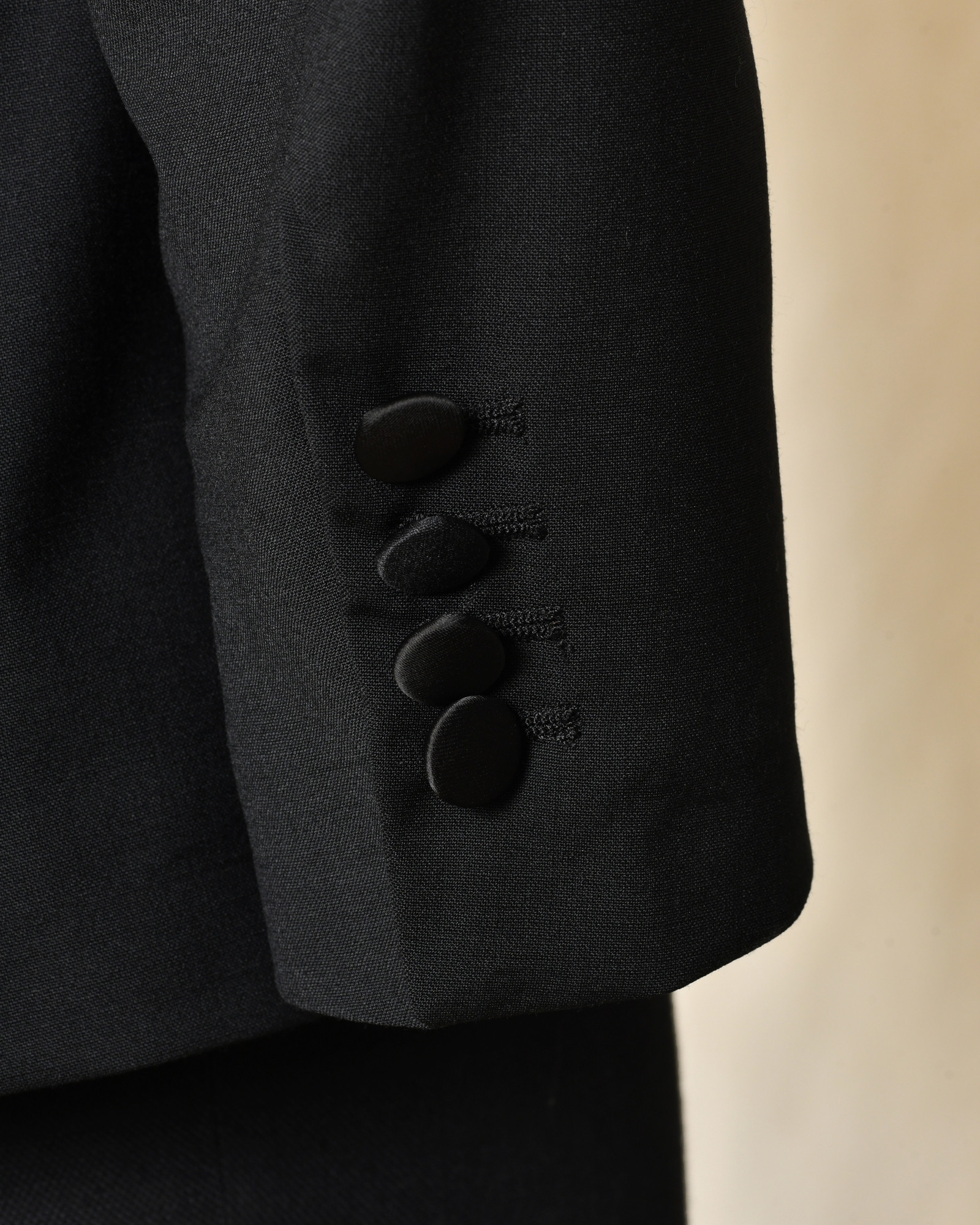 Costume bi-matière en laine noir RPL