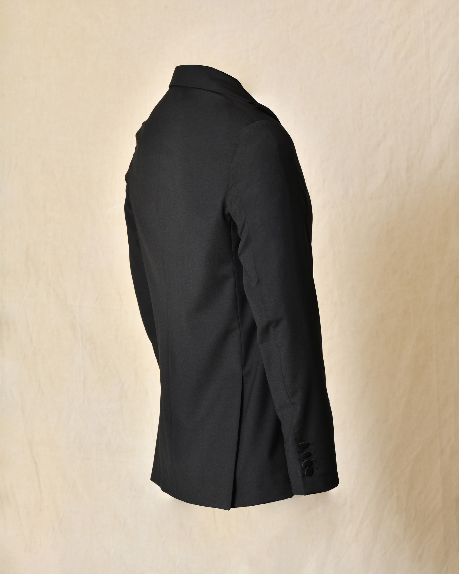 Costume bi-matière en laine noir RPL