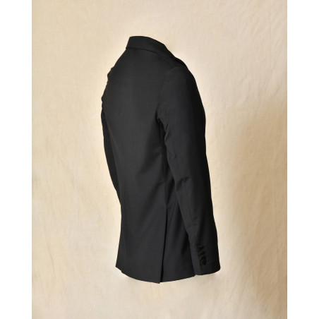 Costume bi-matière en laine noir RPL