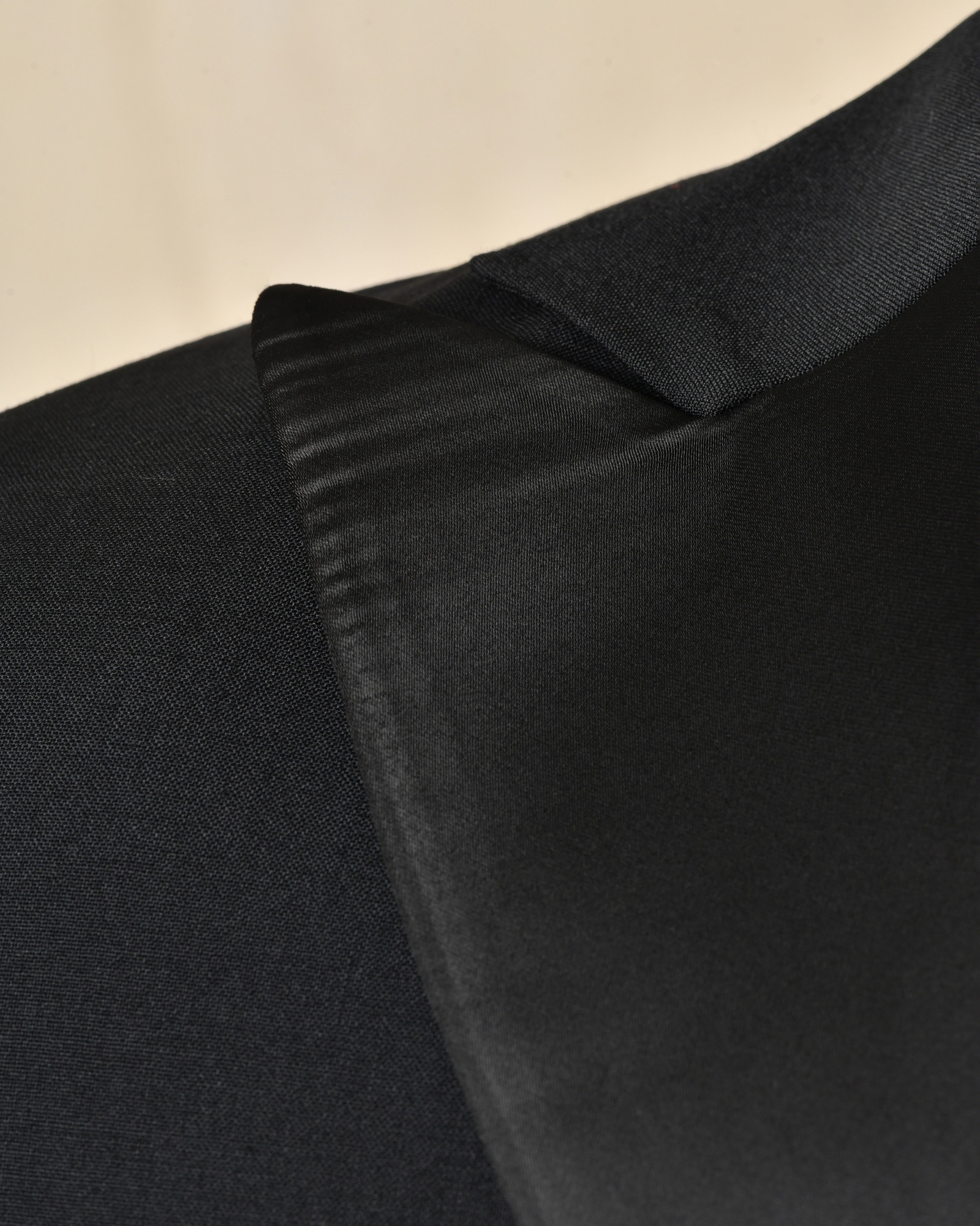 Costume bi-matière en laine noir RPL