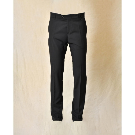 Costume bi-matière en laine noir RPL