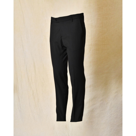 Costume bi-matière en laine noir RPL