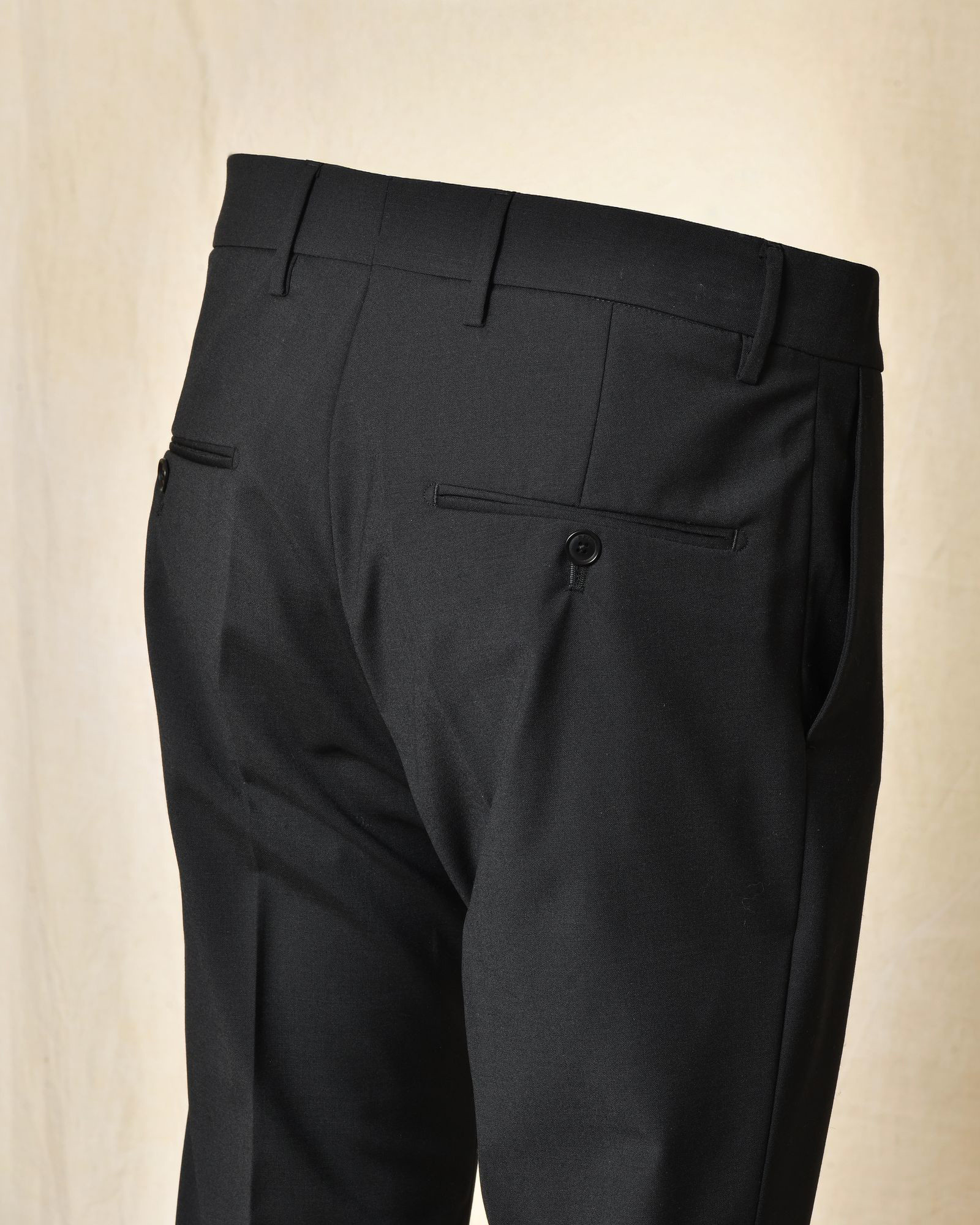 Costume bi-matière en laine noir RPL