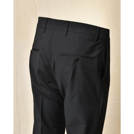 Costume bi-matière en laine noir RPL