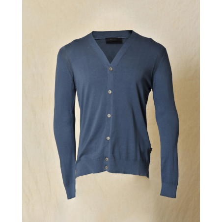 Cardigan en coton bleu col V Outfit
