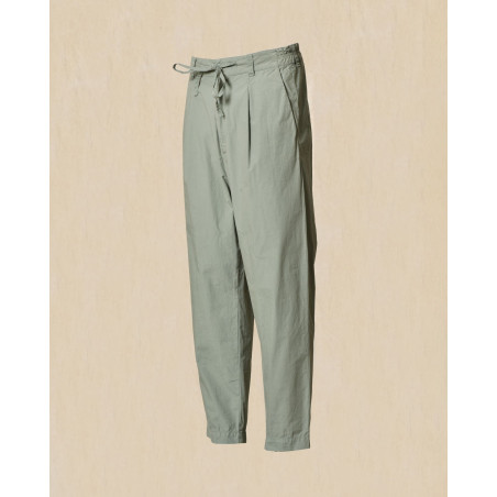 Pantalon en coton élastique vert Ixos