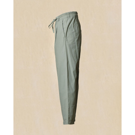 Pantalon en coton élastique vert Ixos