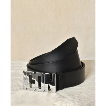 Ceinture noire en cuir à boucle métallique "ICON" Dsquared2