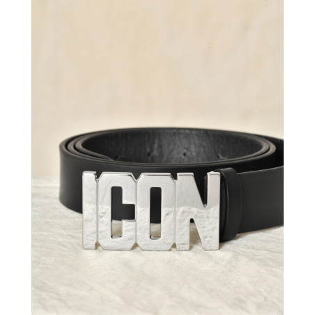 Ceinture noire en cuir à boucle métallique "ICON" Dsquared2