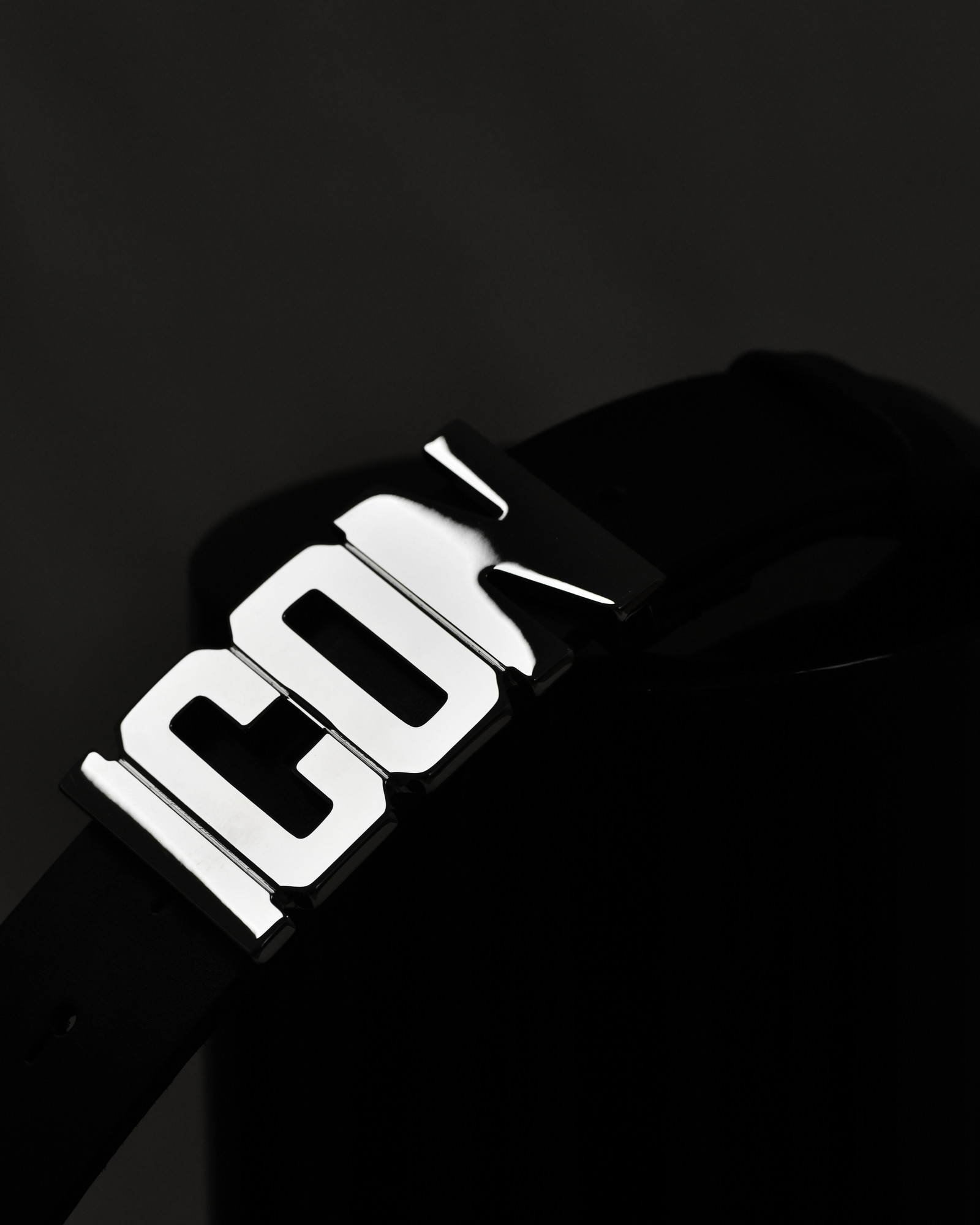 Ceinture noire en cuir à boucle métallique "ICON" Dsquared2