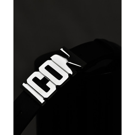 Ceinture noire en cuir à boucle métallique "ICON" Dsquared2