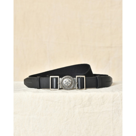 Ceinture noire en cuir à boucle métallique gravée Dsquared2