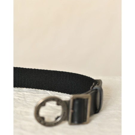 Ceinture noire en cuir à boucle métallique gravée Dsquared2