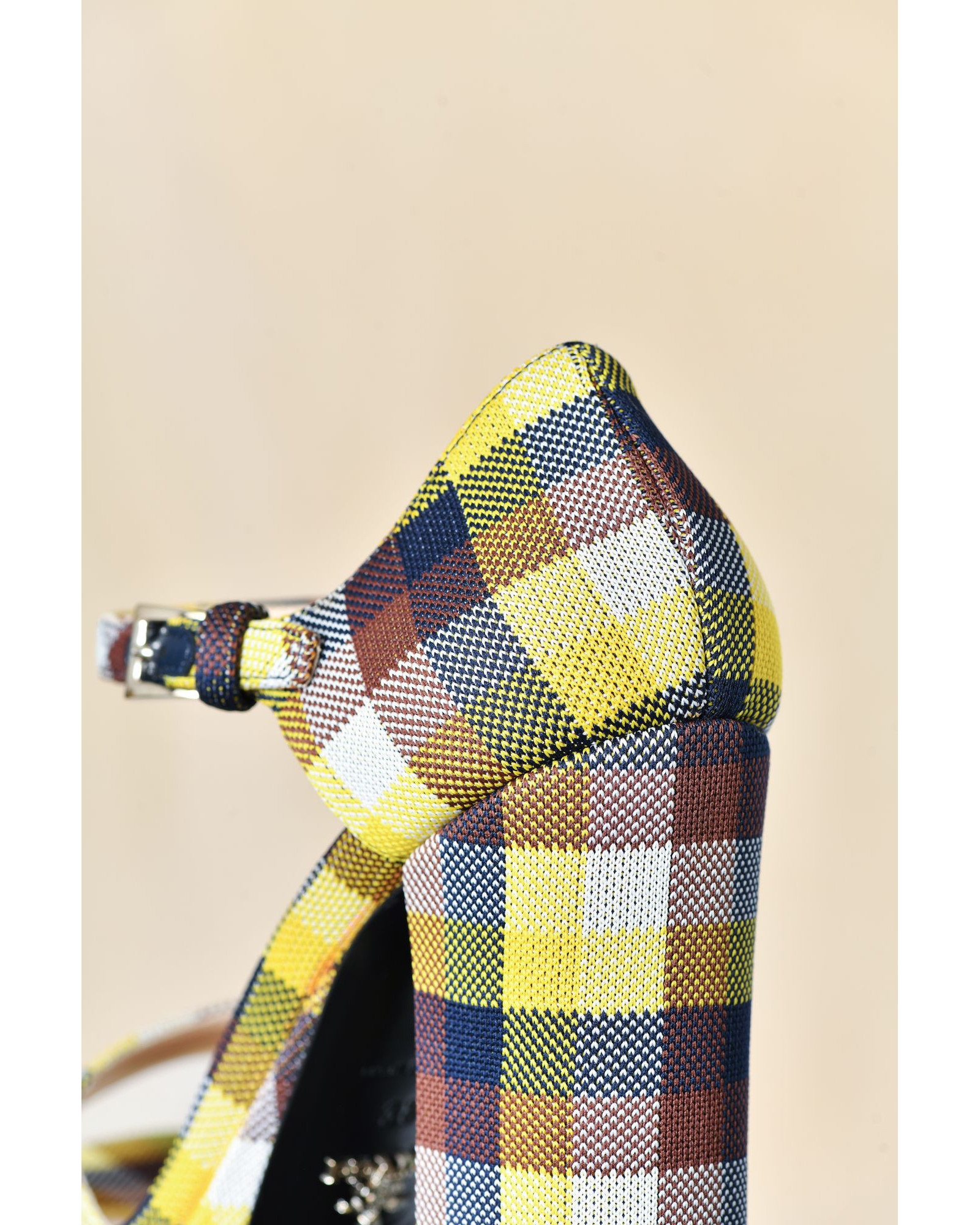 Sandales à plateforme imprimé carreaux Prada