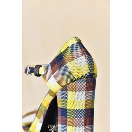 Sandales à plateforme imprimé carreaux Prada