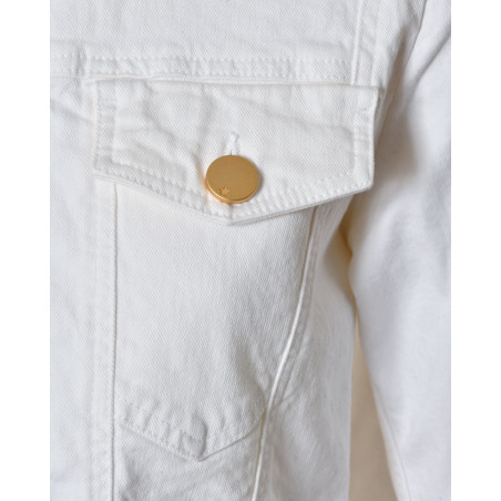 Veste en jean blanche à broderies Lorena Antoniazzi