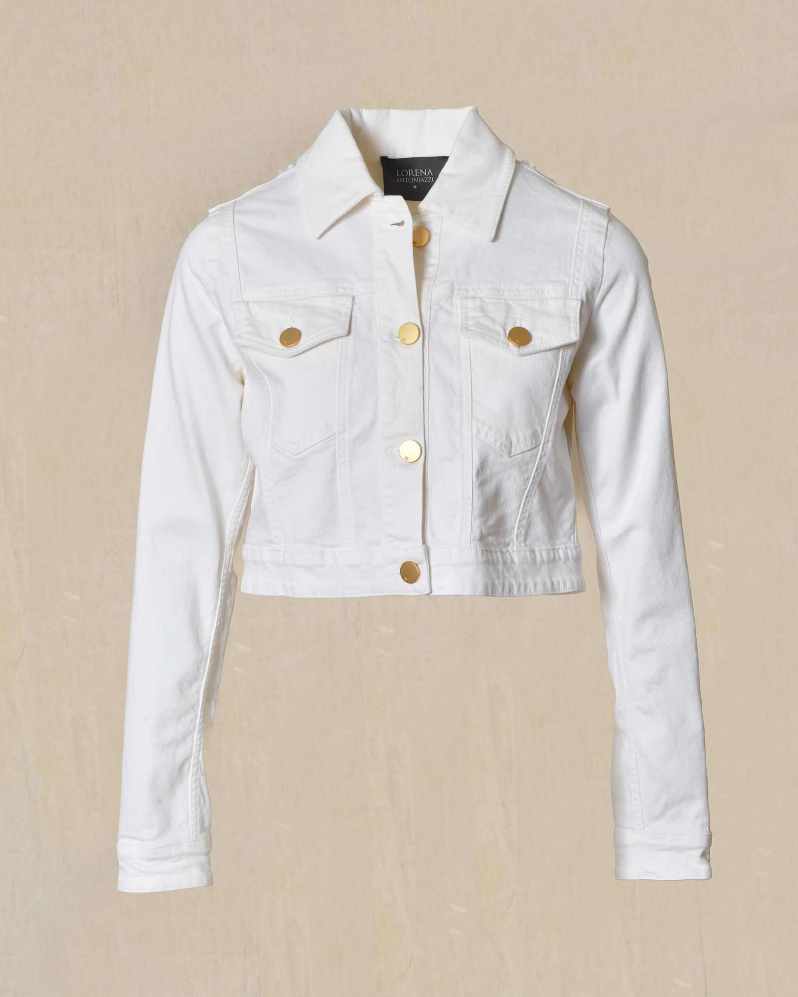 Veste en jean blanche à broderies Lorena Antoniazzi