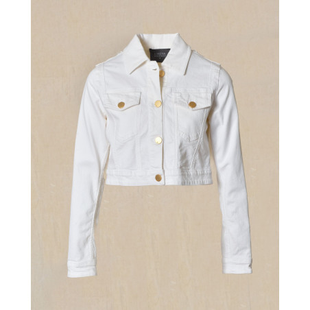 Veste en jean blanche à broderies Lorena Antoniazzi