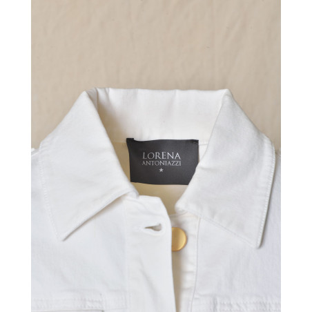 Veste en jean blanche à broderies Lorena Antoniazzi