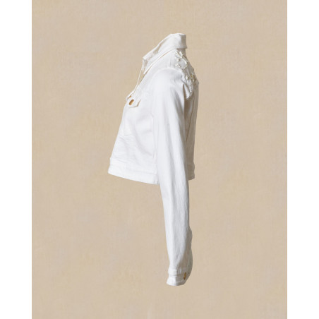 Veste en jean blanche à broderies Lorena Antoniazzi