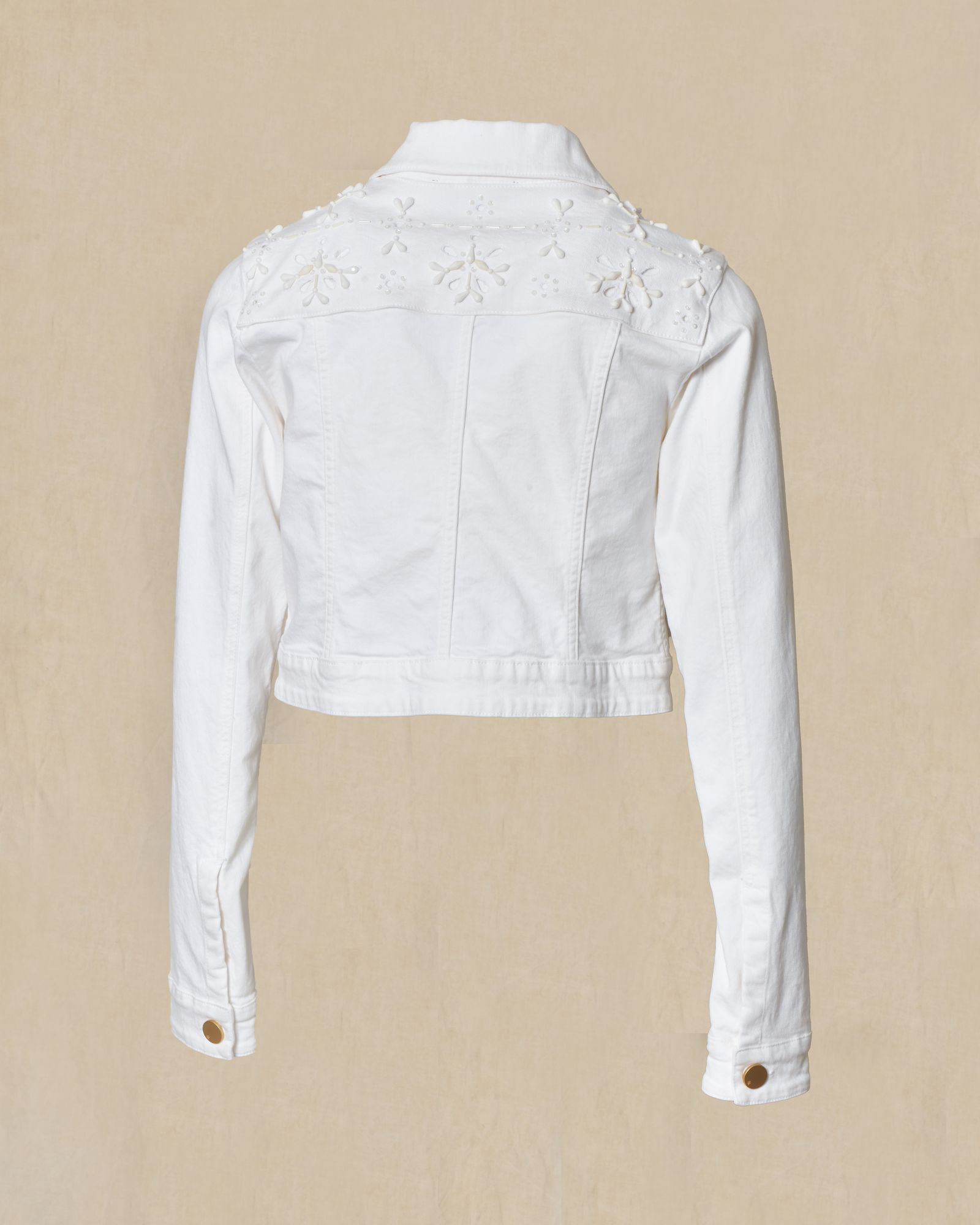 Veste en jean blanche à broderies Lorena Antoniazzi