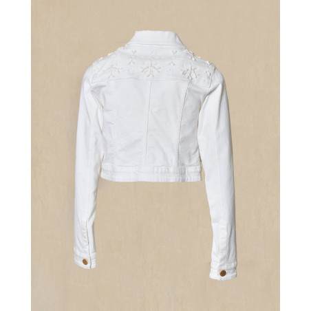 Veste en jean blanche à broderies Lorena Antoniazzi