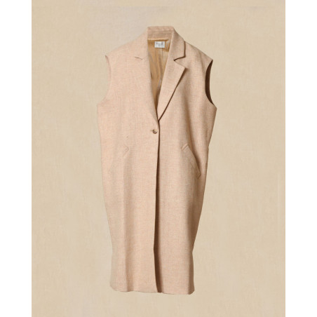 Manteau en laine sans manches beige Bella Jones