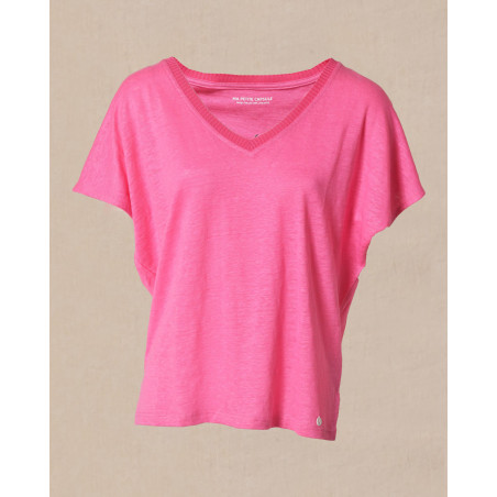 T-shirt à manches chauve-souris en lin rose Ma Petite Capsule