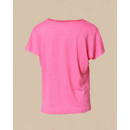 T-shirt à manches chauve-souris en lin rose Ma Petite Capsule
