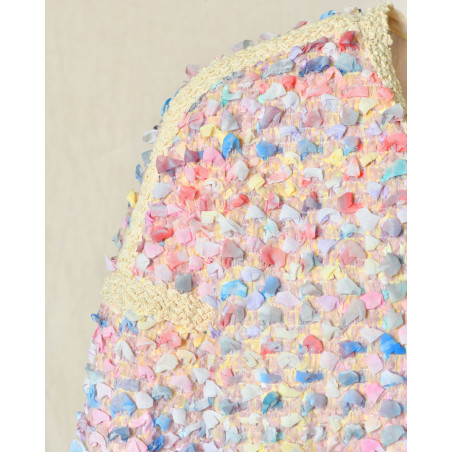 Manteau en tweed multicolore pastel