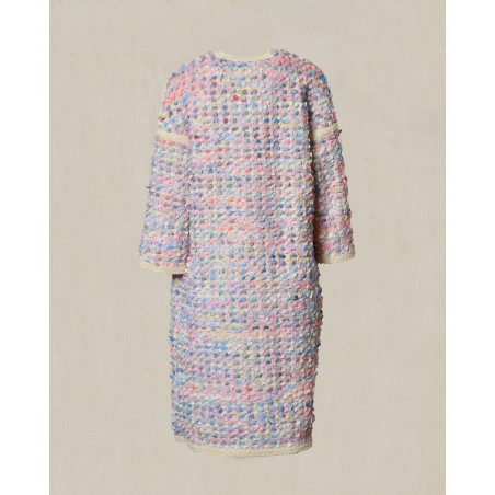 Manteau en tweed multicolore pastel