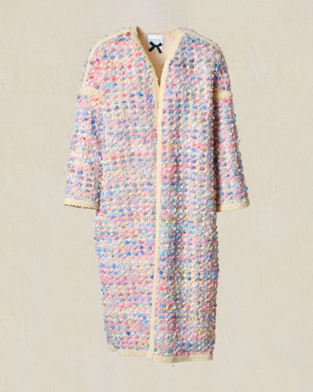 Manteau en tweed multicolore pastel