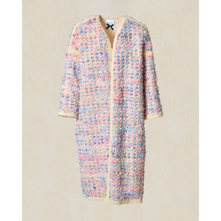 Manteau en tweed multicolore pastel