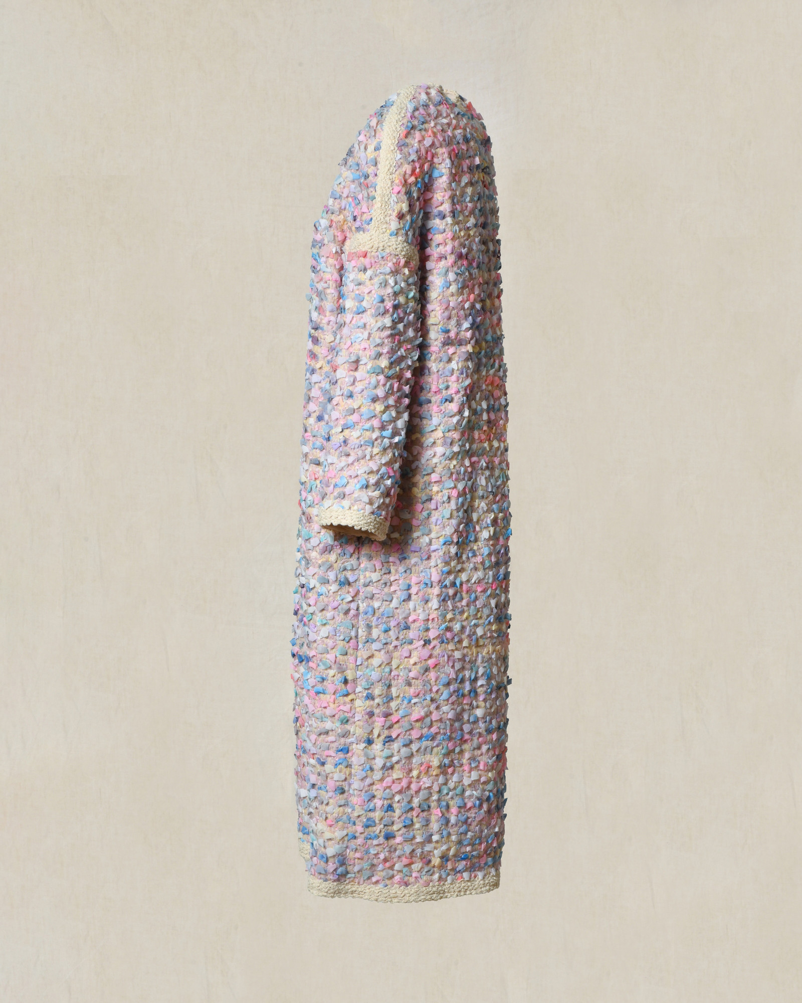 Manteau en tweed multicolore pastel