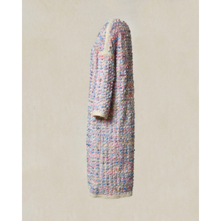Manteau en tweed multicolore pastel