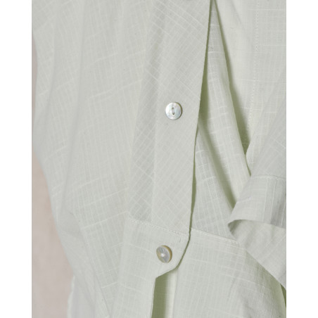 Blouse sans manches à volants verte Balossa