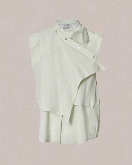 Blouse sans manches à volants verte Balossa