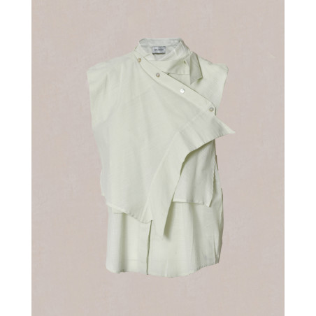 Blouse sans manches à volants verte Balossa