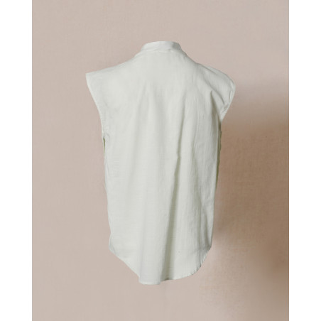 Blouse sans manches à volants verte Balossa