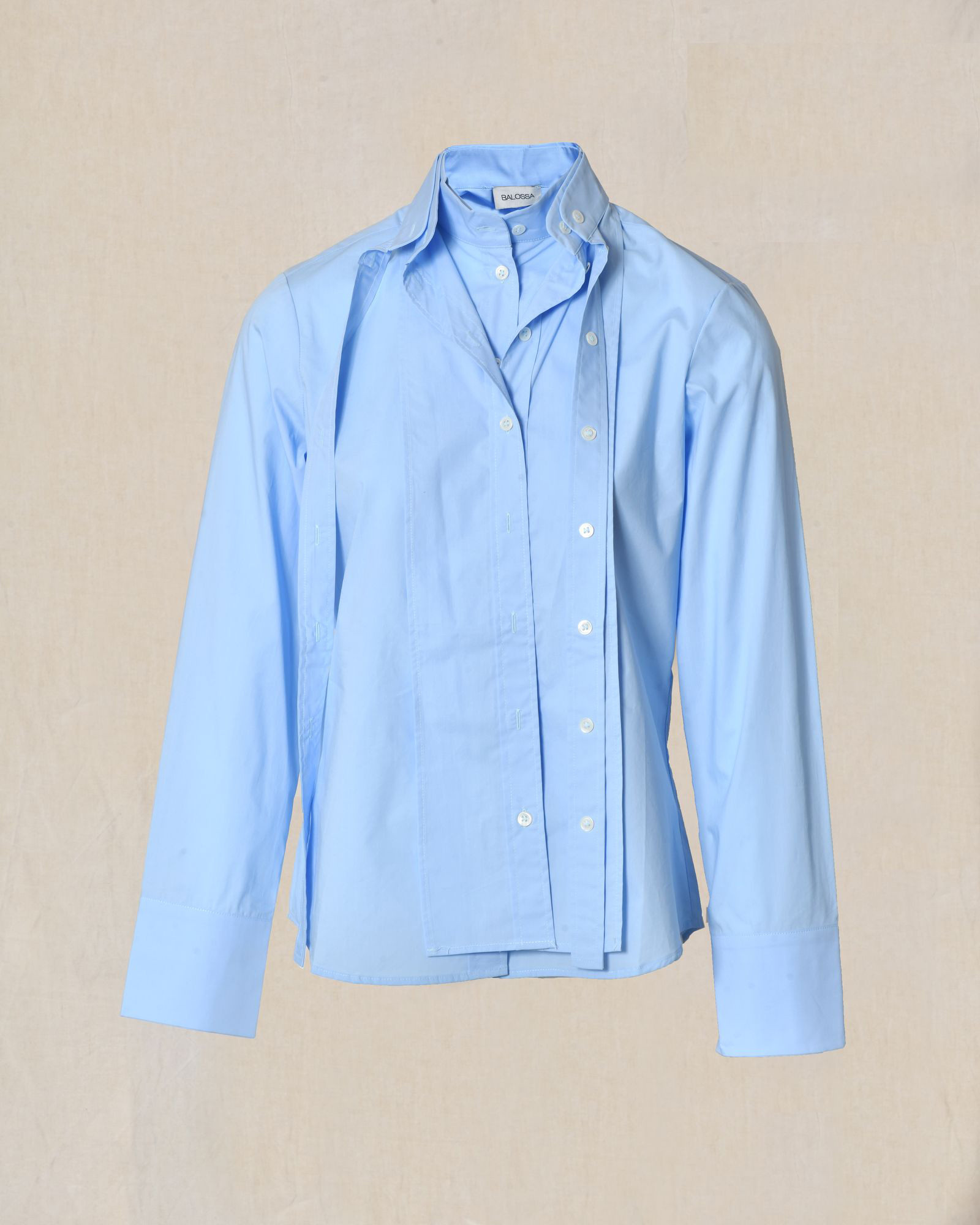Chemise bleue à cols superposés Balossa